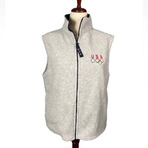 USA Olympics Vest Fleece Sleeveless Full Zip Womens Size XL Embroidered